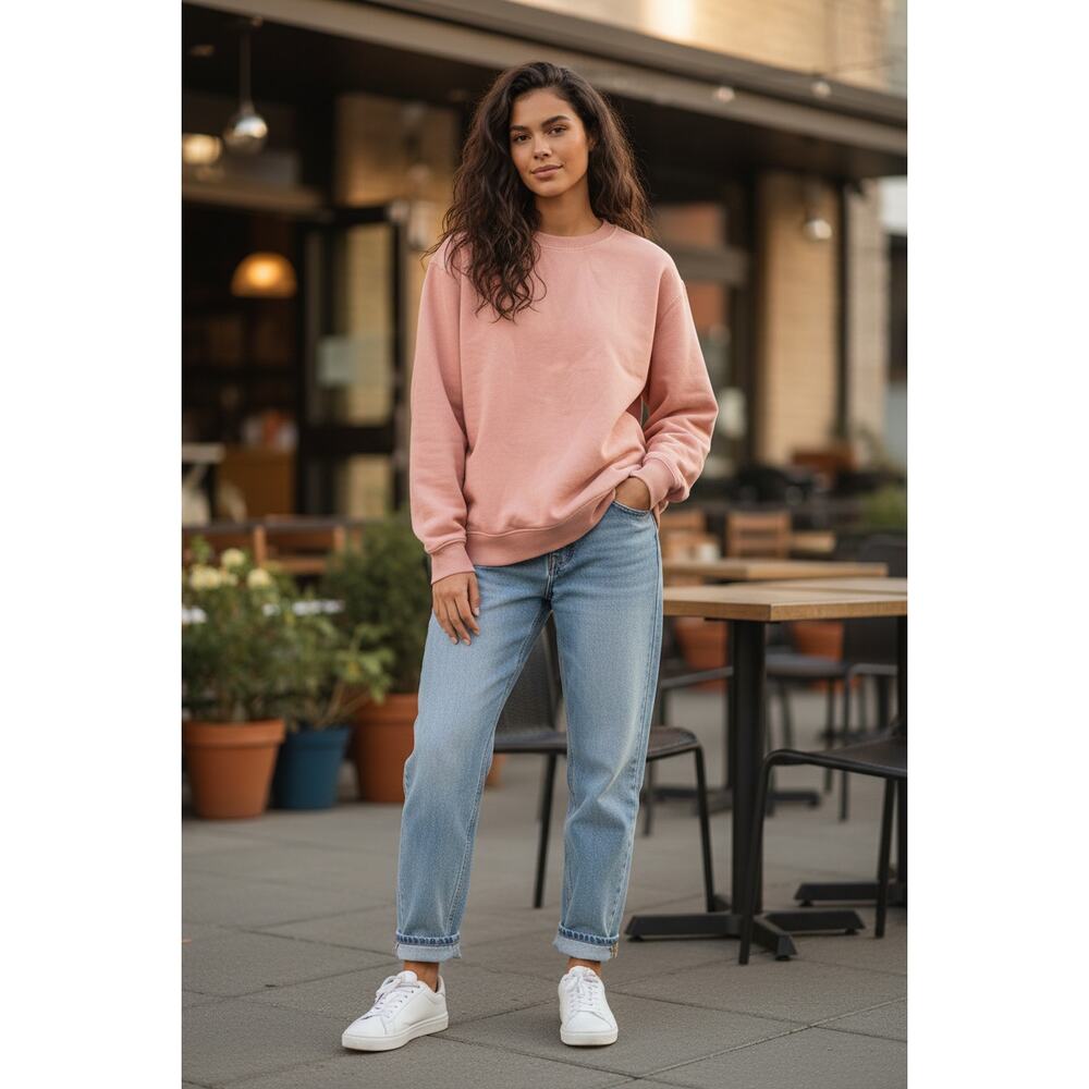 Goodfellow Women's French Terry Crewneck Pullover Heavyweight Sweatshirt Pink XL